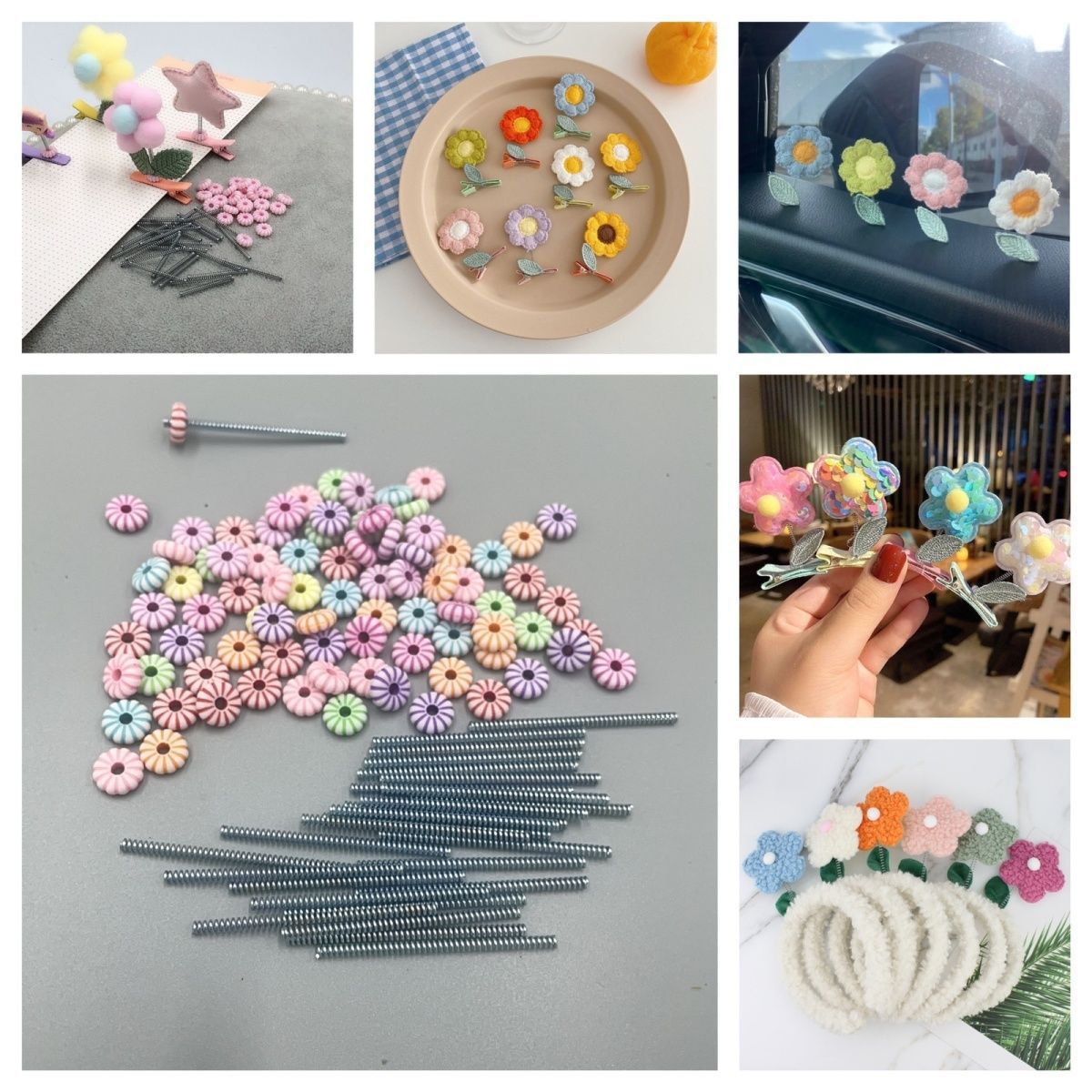 弹簧底座绿叶成品配件diy手工配件摇摆向日葵财神配件女公主发夹