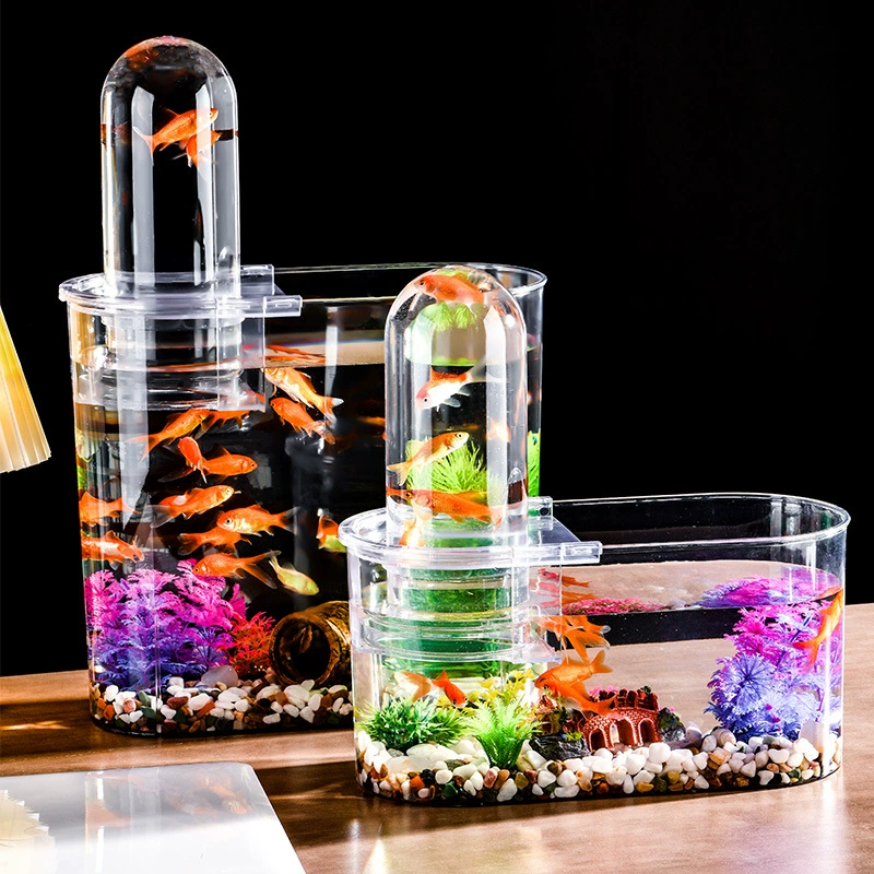 Отрицательное давление аквариум кронштейн водяной вакуум подвешенный небольшой настольный аквариум с золотыми рыбками экологическое ландшафтное пластиковый аквариум для бетта