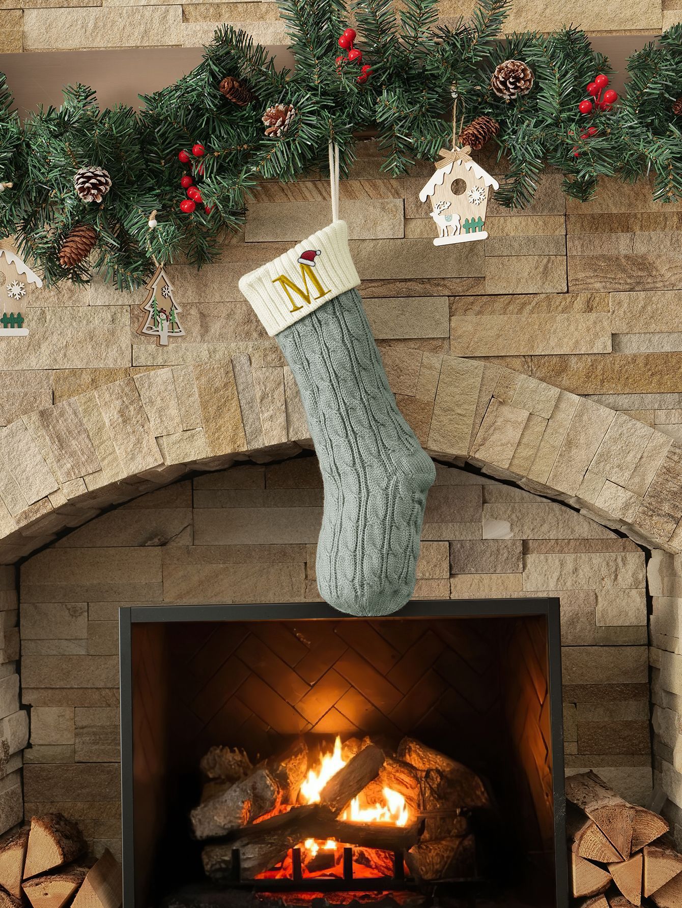 Amazon Europa y los Estados Unidos medias de Navidad personalizadas bordadas calcetines de letras de punto medias de regalo de Navidad colgantes fabricantes image 144