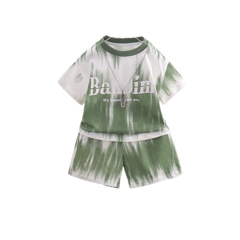 7823 Traje de manga corta de verano para niños 2025 nuevo estilo estilo occidental, deportes y ocio para niños, ropa degradada, ropa de verano para bebés
