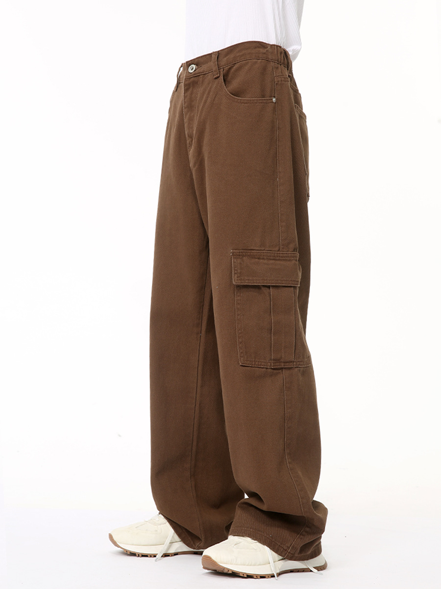 Ropa para hombre MTLCLOTHES | Vaqueros cargo elásticos de estilo retro urbano, holgados y elegantes, con múltiples bolsillos.