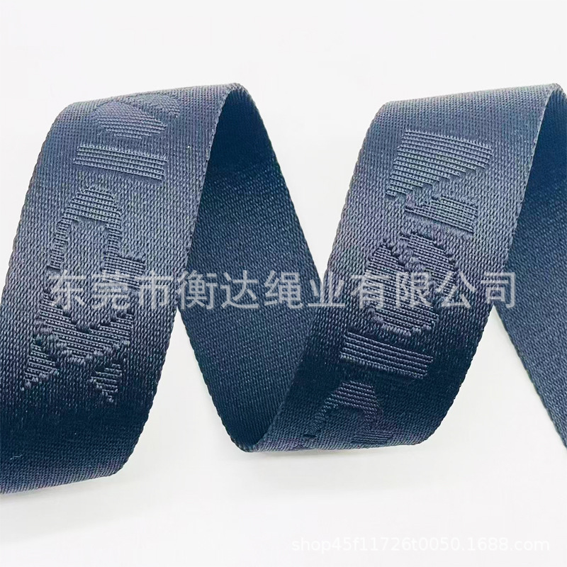 Personalizado poliéster mate monocromático cóncava oscuro jacquard correa de tela bolsas zapatos sombreros cinturón bolsas cinturón cinturón cinturón de mano correa de tela