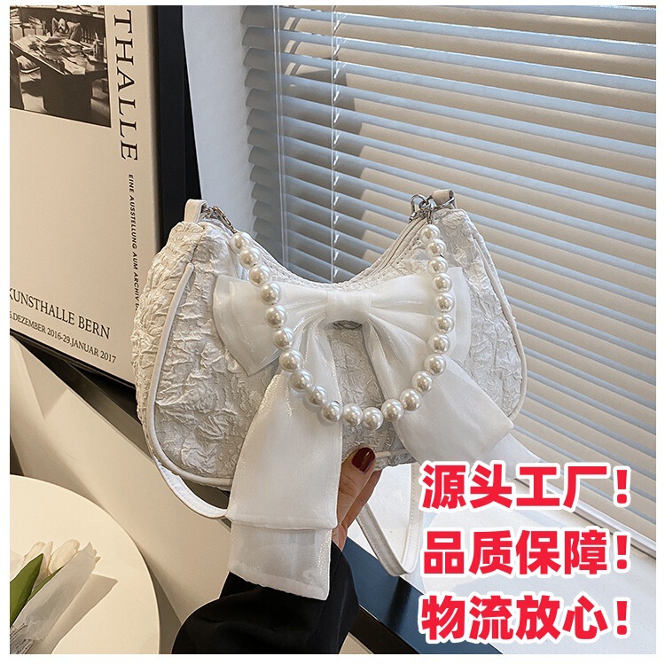 2026 New Sweet and Cute Fashion Handbag for Women, Single-Shoulder Pearl Underarm Bag, Internet Celebrity Bag, Bowknot Bag, Crossbody Bag 2026 New Sweet and Cute Fashion Handbag for Women, Single-Shoulder Pearl Underarm Bag, Internet Celebrity Bag, Bowknot Bag, Crossbody Bag