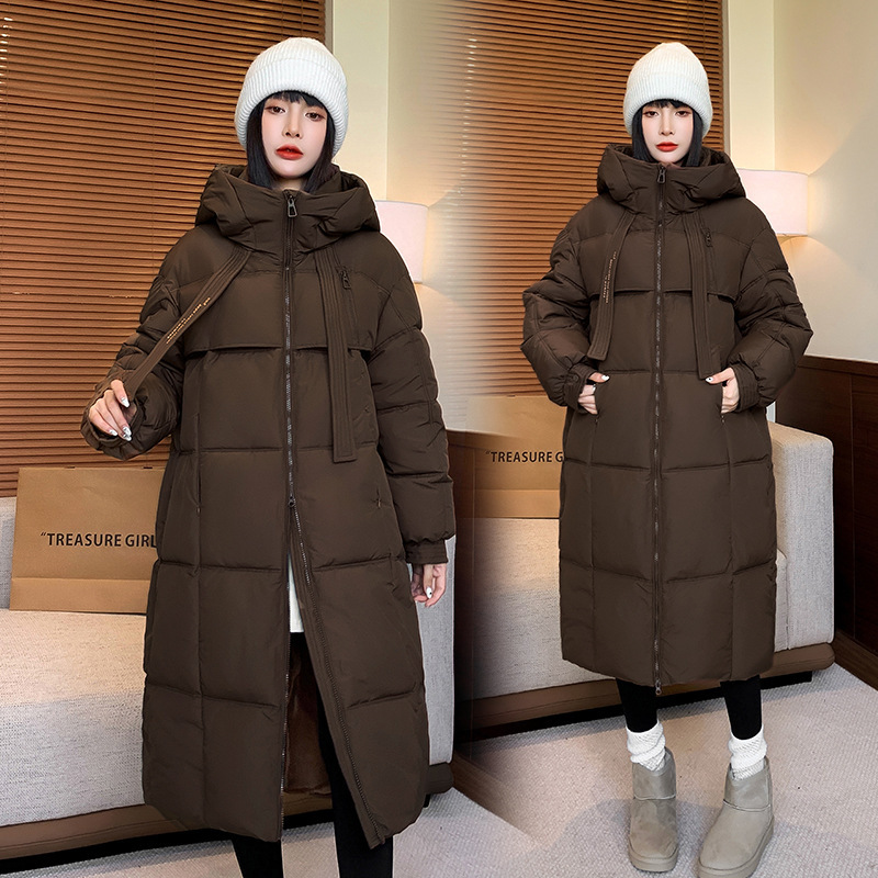 2025 invierno de nuevo algodón chaqueta de algodón para damas largo y grueso chaqueta de algodón suelta a prueba de frío chaqueta de algodón de pan caliente