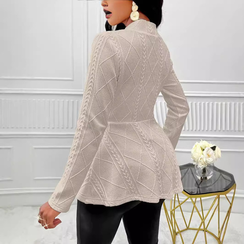 越境貿易 欧米婦人服 2025年秋 AliExpress Amazon 厚手 スリム ファッション ジャカード スーツジャケット|undefined