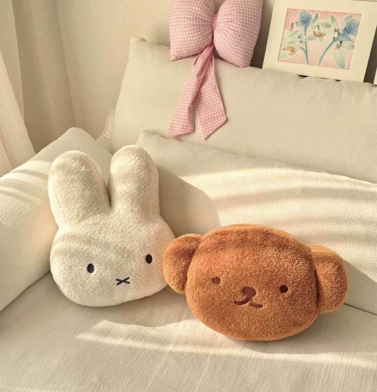 Miffy Rabbit Doll Rabbit Head Pillow Bear Head Cushion Dormitory Bedside Cushion Office Chair Cushion Nap Pillow Wholesale