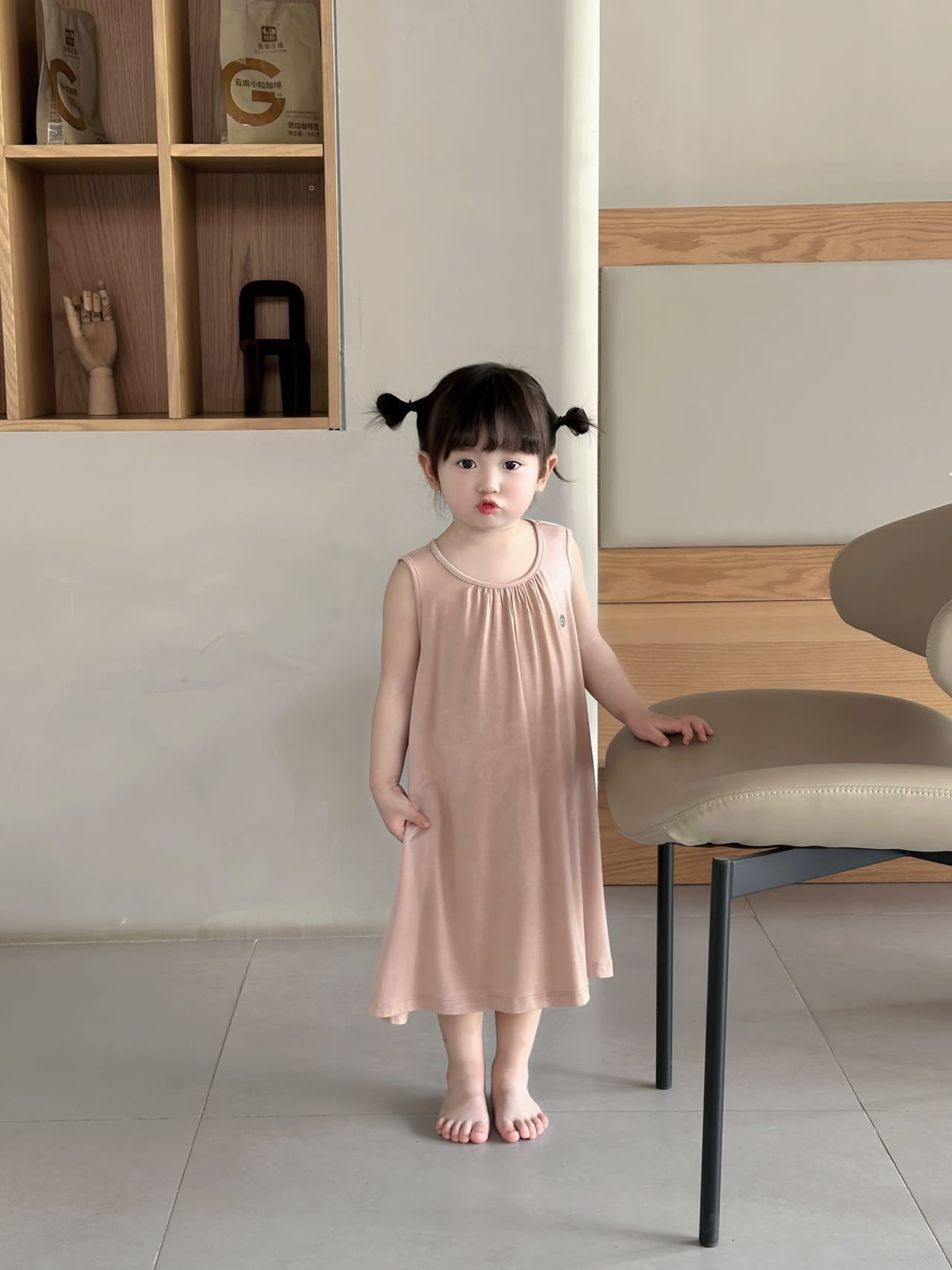 Children's solid color comfortable breathable dress