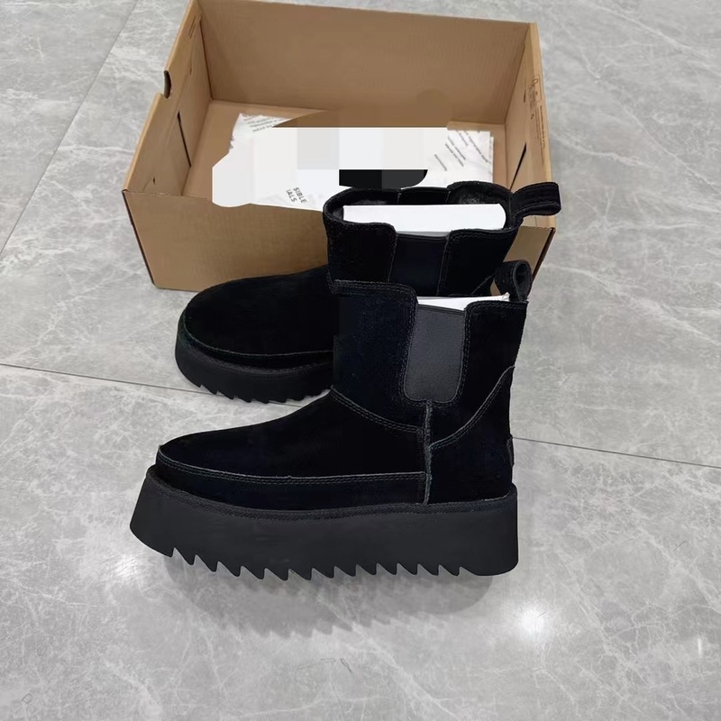 桑坂の厚い底の新商品のチェルシーの復古の雪地の靴の女性は高くなって保温します。|undefined