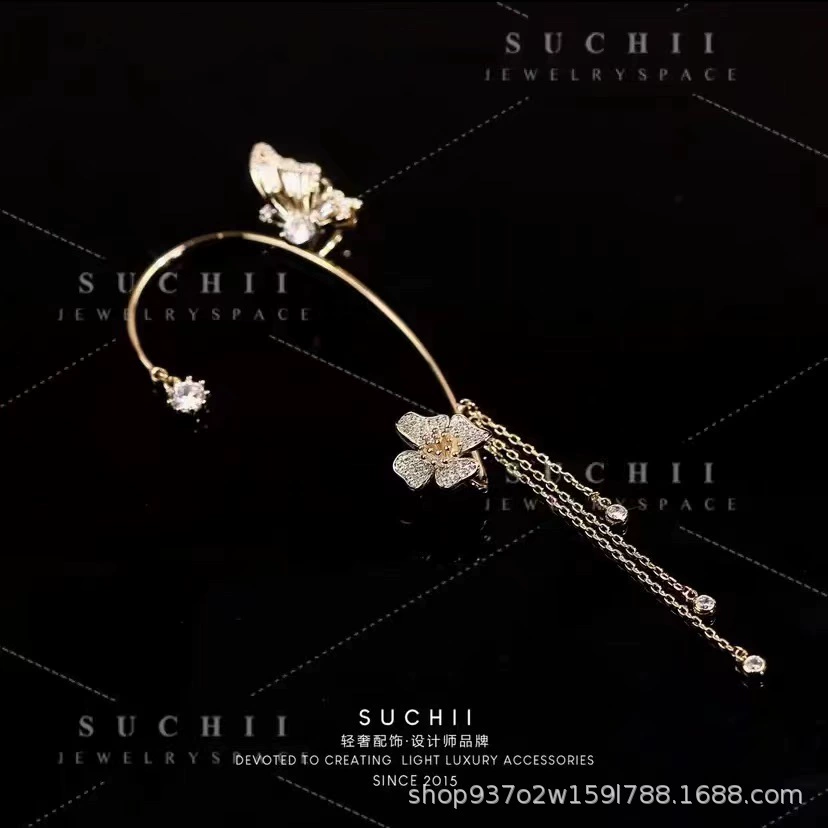 Безуборные клипсы для ушей, стиль Южной Кореи, кисточки и снежинки, варианты серебро/золото