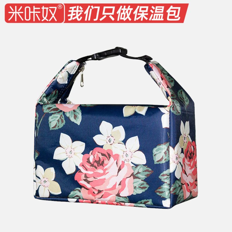 跨境手提保温袋新款花色女士便携午餐包插扣便携式小号保温包批发|undefined
