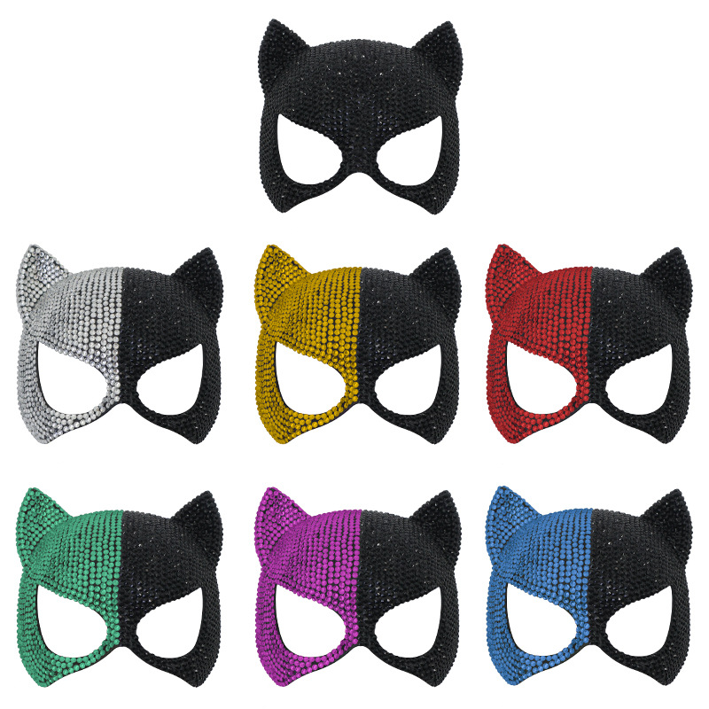 Diamante de alta calidad máscaras de baile de baile gatos máscaras sexuales de Halloween gatos máscaras avanzadas accesorios de fiesta