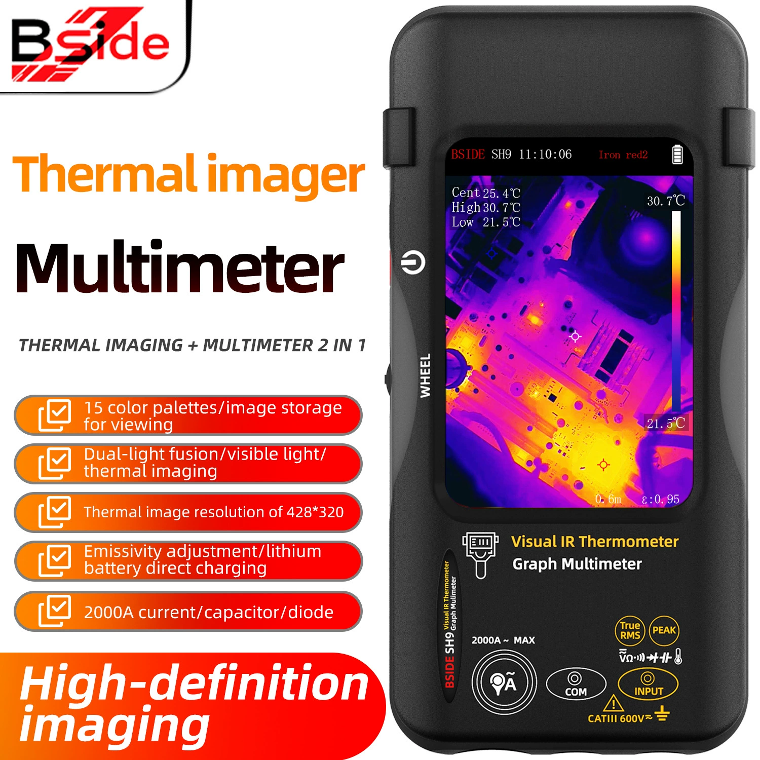 Многофункциональный цифровой высокоточный прибор с инфракрасным тепловизором высокого разрешения, специально разработанный для электриков и инспекций по обслуживанию электрооборудования.