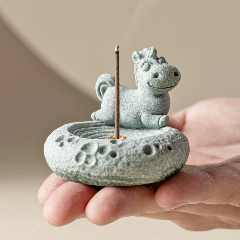 Подставка для благовоний в виде лошади (китайский зодиак), креативное украшение для рабочего стола, элегантный аксессуар для чайной церемонии, новогодний декор для дома