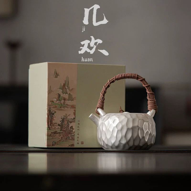 Japanese ceramic tea set, teapot, silver bracelet, handmade
