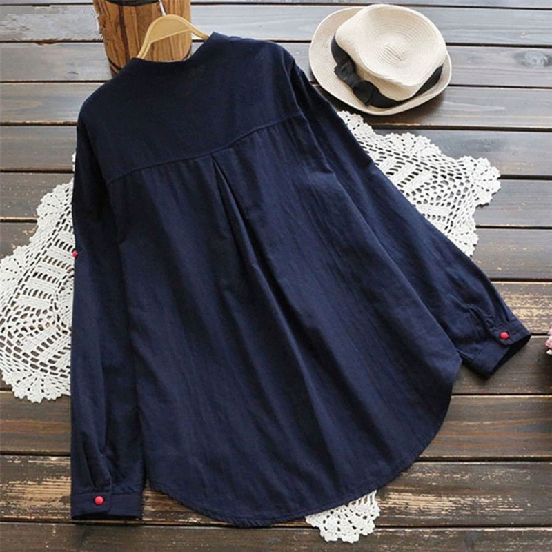 Demi-season solid shirt, Amazon, cotton and linen, oversize, plus size