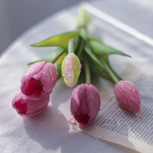 批发郁金香假花仿真花摆设高档手感保湿客厅桌面花艺插花一件代发