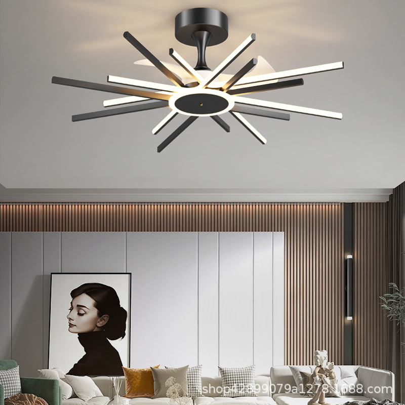 Living Room Ceiling Fan Lamp,Ceiling Fan Lamp,Nordic Light Luxury Bedroom Dining Room Lamp,Silent Hall Fan Integrated Chandelier