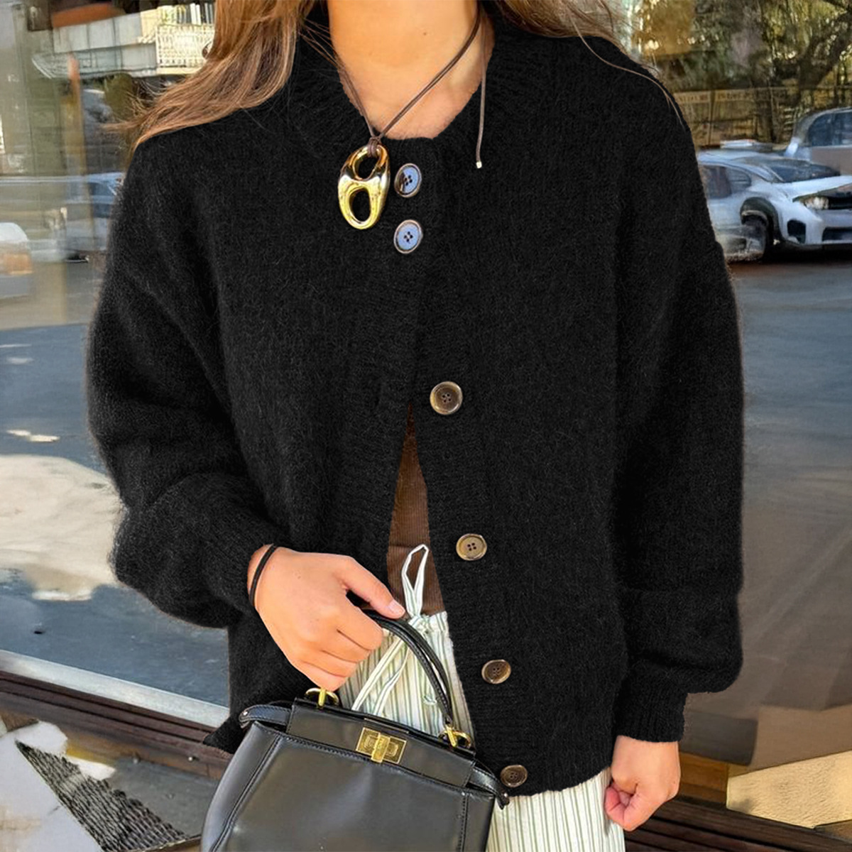 Kaikuo transfronterizo Europa y Estados Unidos botones de estilo casual camisa de lana suéter de mujer 2025 otoño y invierno estación independiente de Amazon