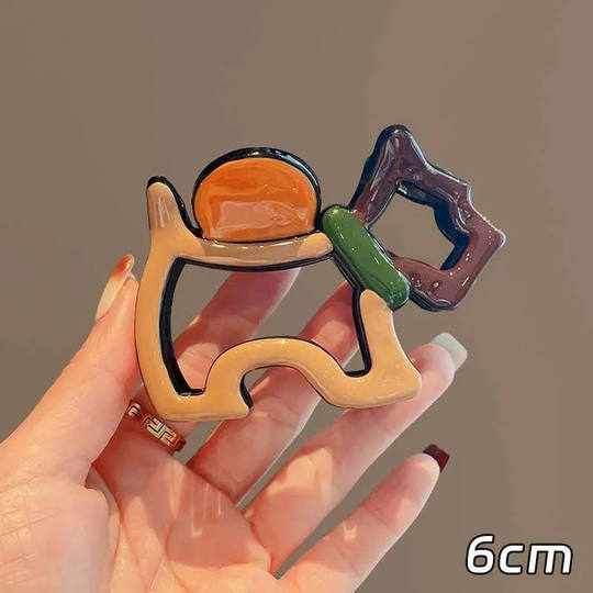 Ins Cute Cartoon Medium Size Gripper Contrasting Color Cut Out Puppy Gripper Female 2025 New High-End Shark Gripper