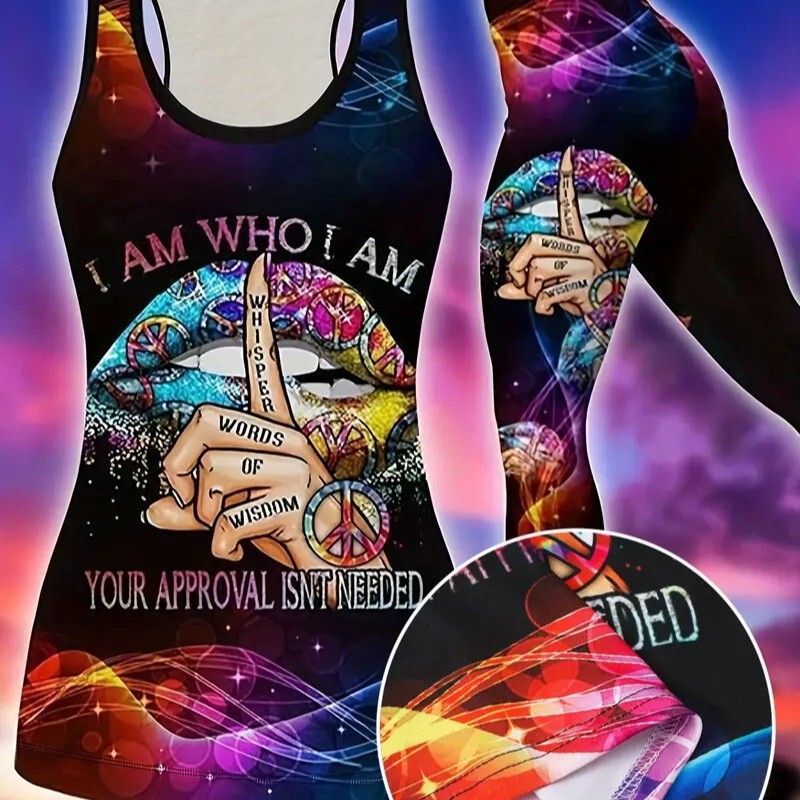 European and American Cross-Border Bold Declaration """"No Need to Recognize"""" Embrace Personalized Women’S Yoga Vest Set European and American Cross-Border Bold Declaration """"No Need to Recognize"""" Embrace Personalized Women’S Yoga Vest Set