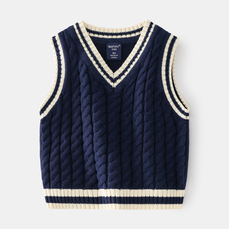 Boys' Knitted Vest Top baby Pullover bottoms 2022 new Korean children's sweater wholesale