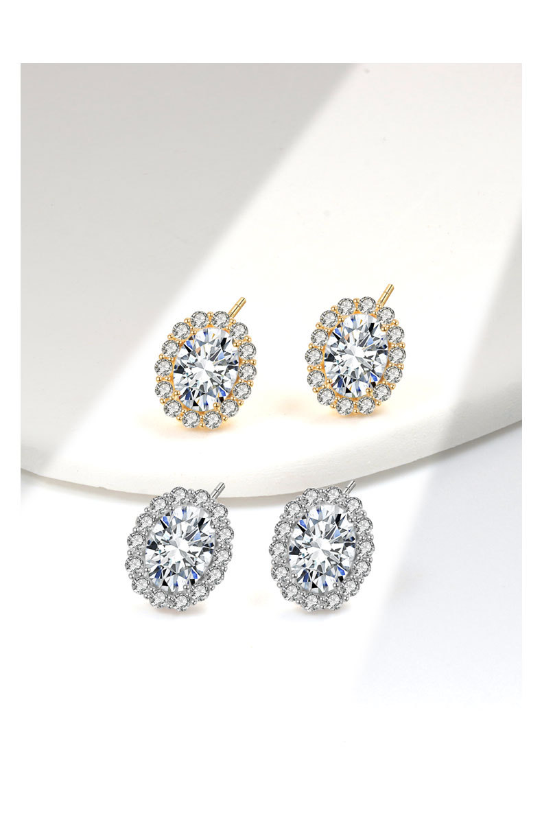 Casual, Daily Occasion 925 Sterling Silver Material 1 Pair 925 Sterling Silver Zircon 925 Sterling Silver Earrings Geometric Ear Studs