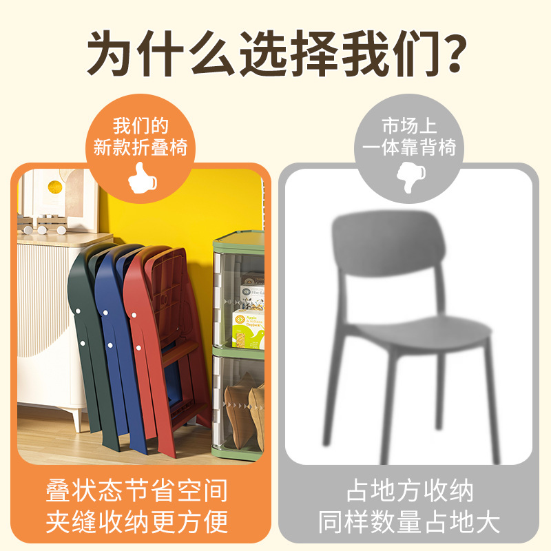 Silla plegable de plástico grueso para adultos silla de respaldo antideslizante para niños silla de estudio para bebés silla de picnic al aire libre