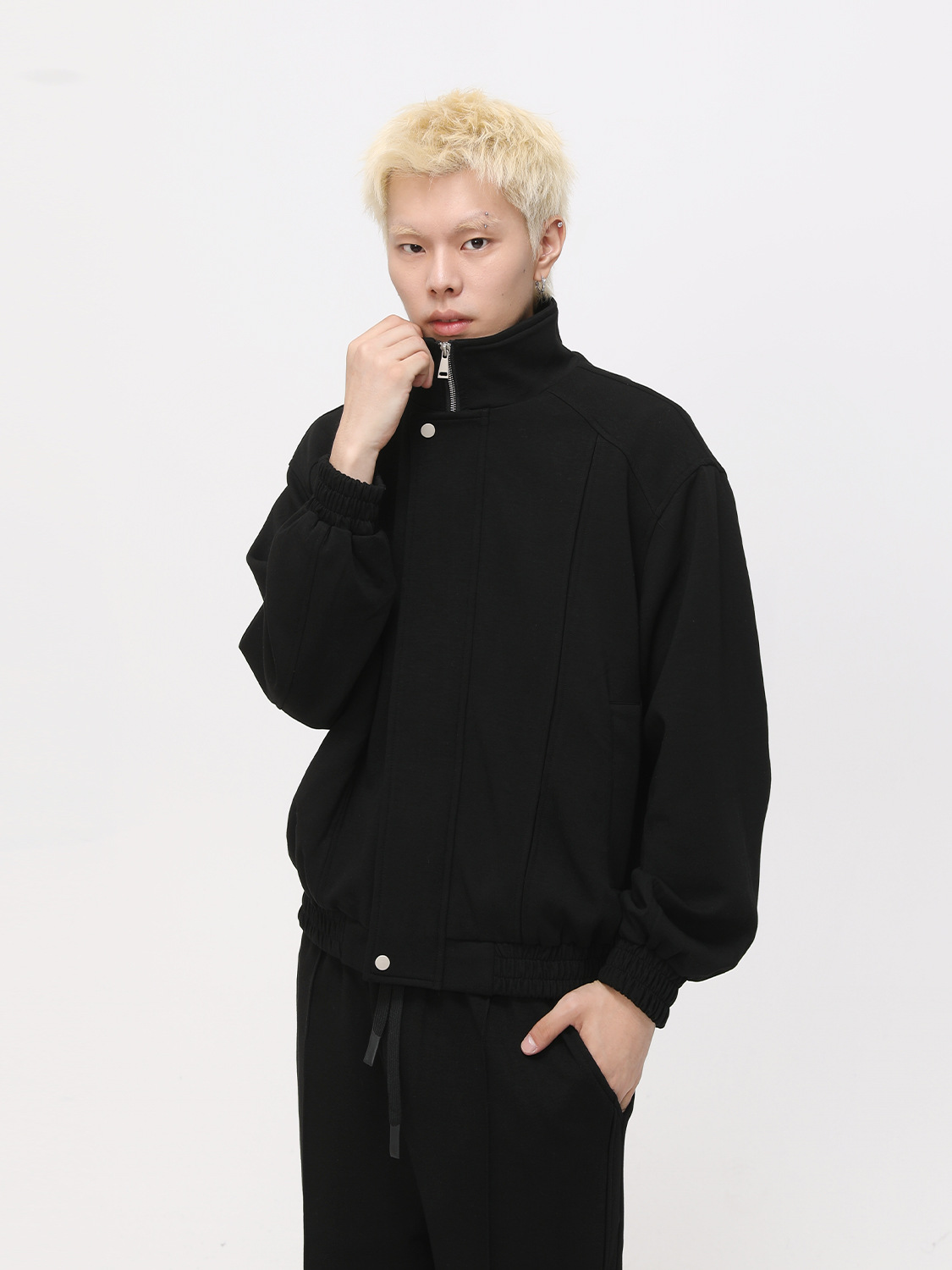 MTLCLOTHES Hombres| Casual coreano corto chaqueta de cuello limpio conjunto de transporte simple diario