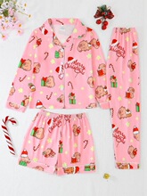 H 37515 Christmas Halloween Print Pajama Set ӡ��˯����װ