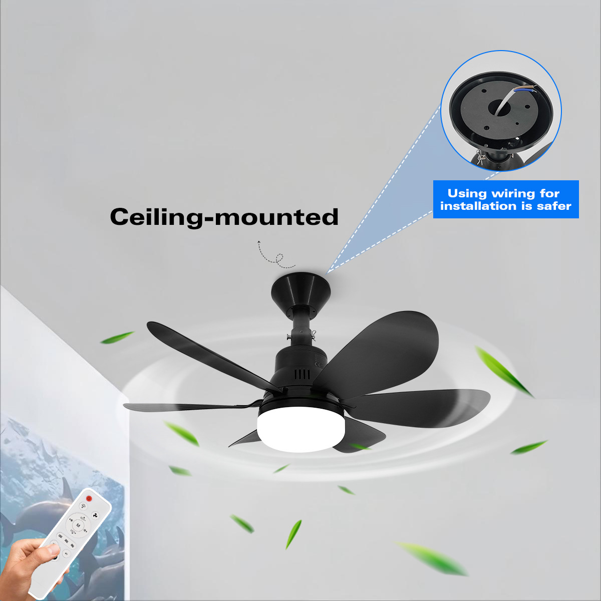 New Cross-Border Exclusive Ceiling Fan Light, Fan and Lighting Integrated Ceiling Fan Light for Living Room, Dining Room, and Bedroom