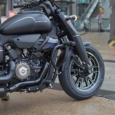 Suitable for Qianjiang Flash 400V2 Bumper Folding Backrest Canvas Side Bag Tail Bag Bars Anti-fall Anti-collision Tail Frame (Motorcycle bumper) - black-carbon-steel-bumper