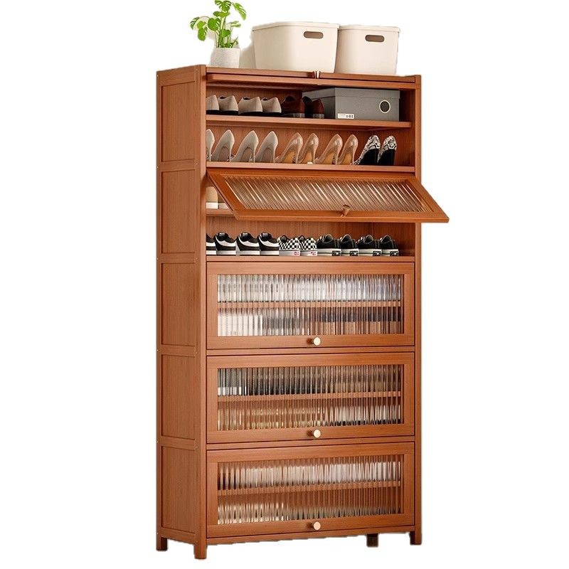 Zapatero de gran capacidad puerta de entrada para el hogar gabinete de almacenamiento de zapatos multicapa puerta de polvo transparente económica gabinete de zapatos con puerta abatida