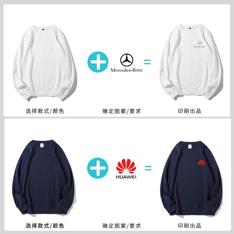 Cross-border jersey de tamaño europeo personalizado logotipo de cuello redondo peso 320 gramos hombro cuello redondo otoño invierno ropa de trabajo suelta