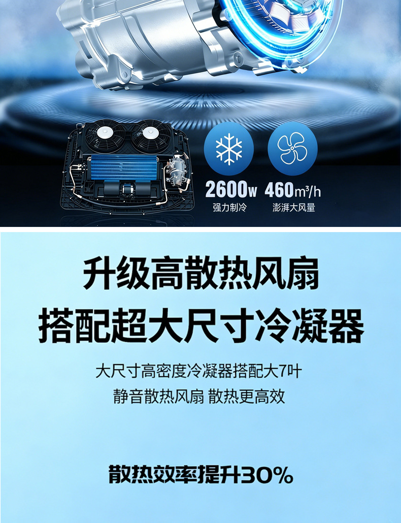 Parking Air Conditioner 12V24V for Trucks, Light Trucks, Rvs, Electric Three-Wheeled and Four-Wheeled Vehicles, Inverter Car-Mounted Rooftop Integrated Unit, Cooling and Heating