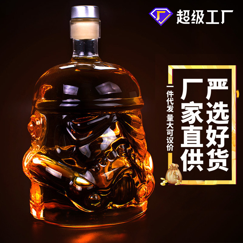 Olla de vino de vidrio resistente al frío resistente al calor de borosilicato Star Wars botella de vino de vidrio de soldado blanco fabricante de licor de decantador creativo image 3