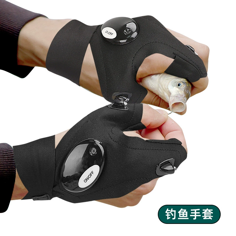 Светодиодные перчатки для рыбалки с лампой перчатки фонарик для кемпинга освещения два пальца дышащий открытый ночной свет