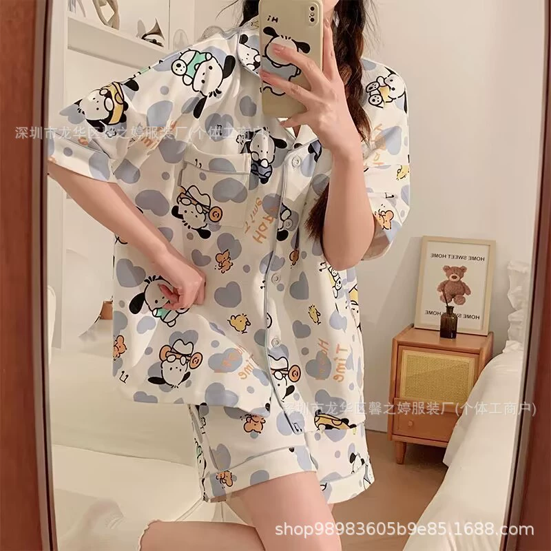 Пижамный комплект Brand Fresh: шорты и тонкий кардиган, короткий рукав, японско‑корейский стиль