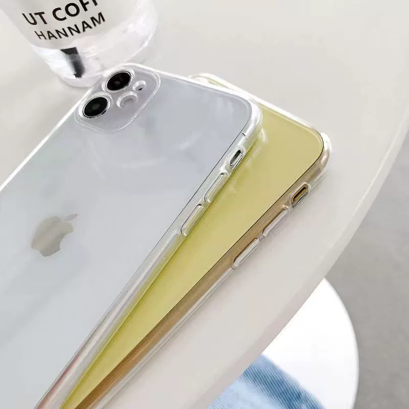 Чехол для телефона (Apple) силиконовый прозрачный кремовый — совместим с iPhone 7/8/SE–17 Pro Max