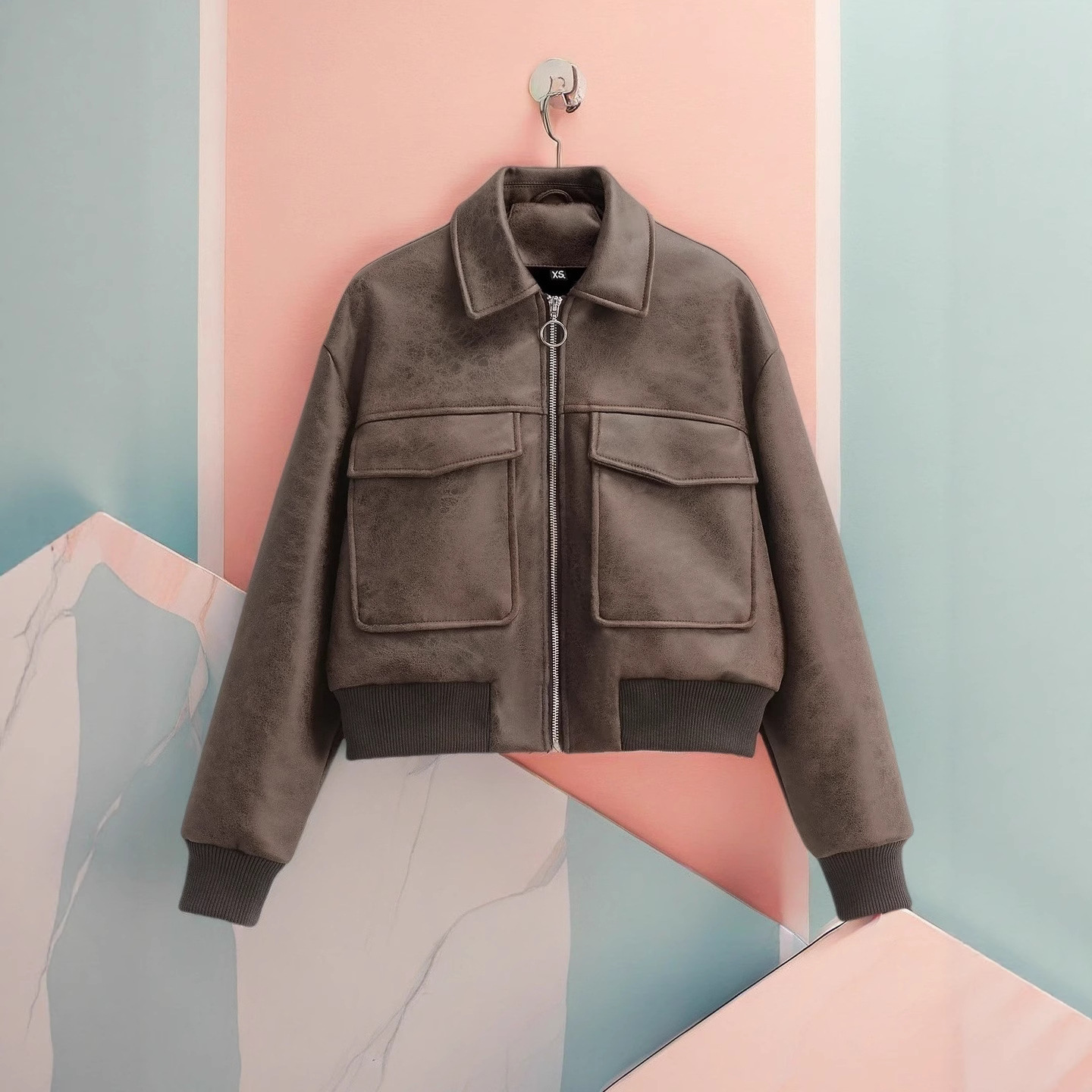 Za2025 Cross-Border Export European New Women's Clothing Autumn Clothing Retro Popular Imitation Leather Bomber Jacket Jacket Top