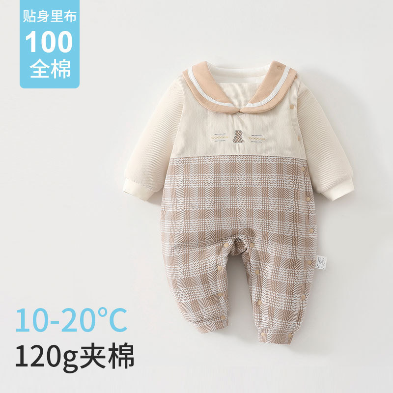 背带小花婴儿衣服新生连体衣120g棉宝宝爬服婴幼儿和尚服哈衣服|undefined