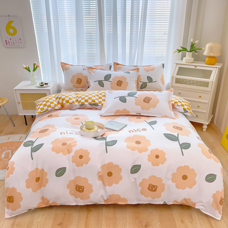 Brushed Thickened Four-Piece Bedding Set, Duvet Cover, Spring and Summer Student Dormitory Three-Piece Bedding Set, Brushed and Warm