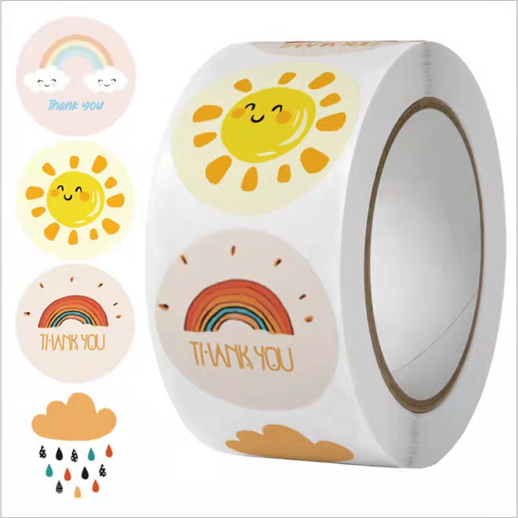 70g Weight Gift Stickers Event & Party Supplies Daily Occasion Copper Plate Sticker Hand-painted Weather Thank You Handmade Gift Cartoon Sealing Sticker
