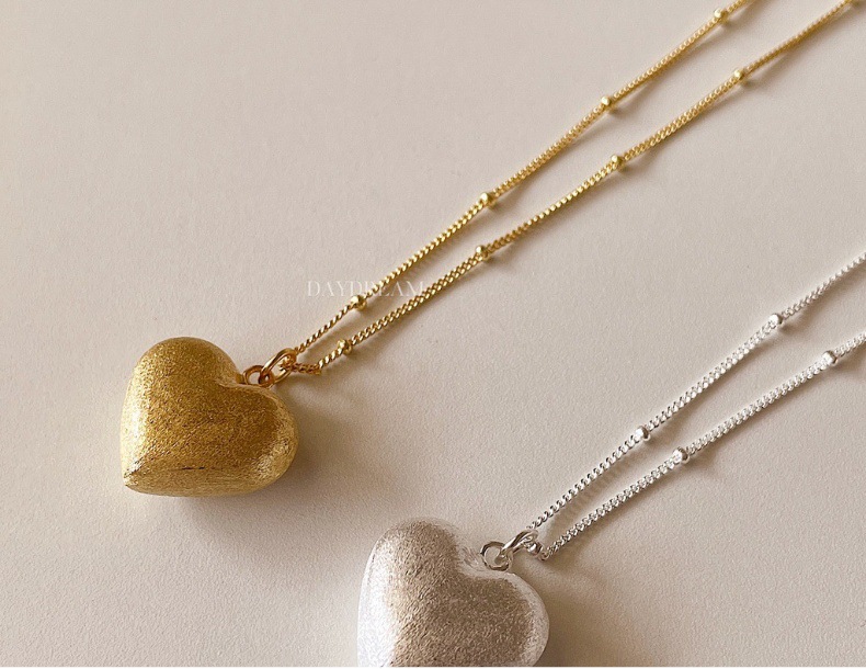 Plata De Ley 925 Cadena En Forma De O Enchapado Forma De Corazón Collar Colgante display picture 2