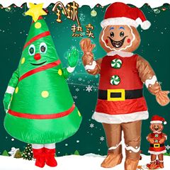 新しいクリスマスの空気入れ服サンタクロース浮かれ騒ぎの祝日パーティーのキャラクターが雪だるまの姜パイ人の空気入れ服を演じる