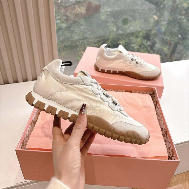 Daily Rampage~A Miu Color-Blocked Thick-Soled Moral Training Shoes for Women 25 New Genuine Leather Round-Toe Lace-Up Casual Sports Shoes