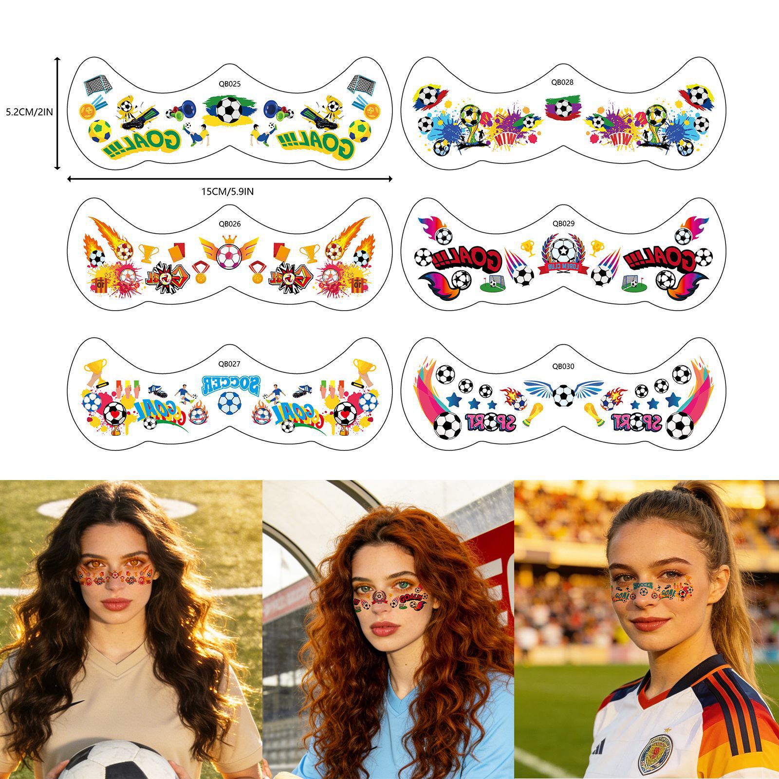 Tatuajes Temporales Faciales de Fútbol para la Copa Mundial de Papel de Transferencia de Agua Impermeables