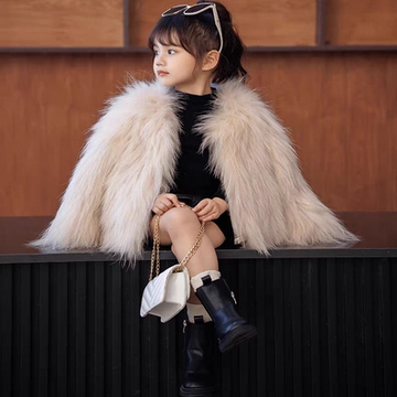 女童皮草宝宝儿童外套秋冬保暖貉子毛真毛斗篷中小童女孩童装衣服