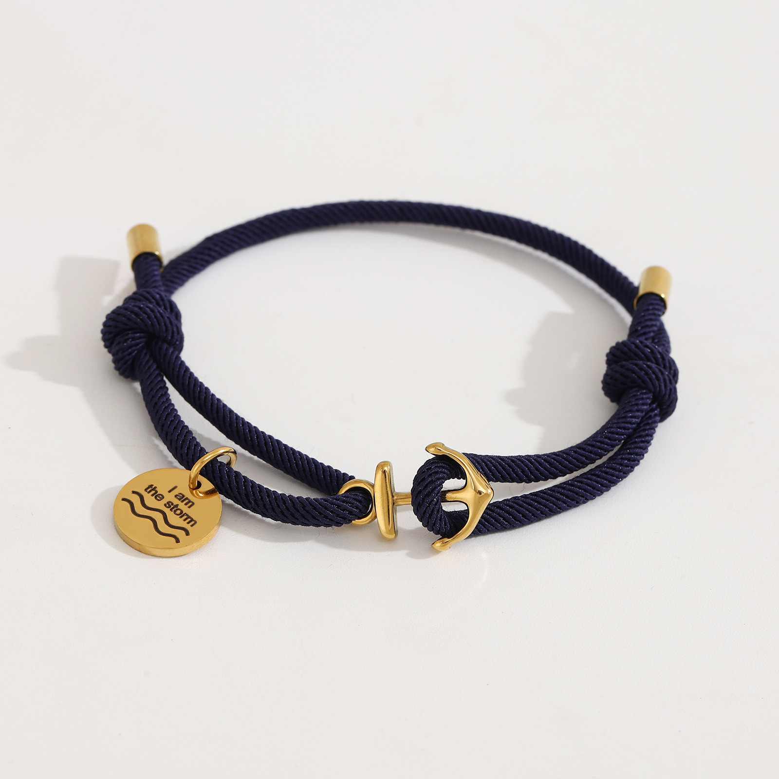 Round Anchor Milan Navy Blue Bracelet Gold Accessories