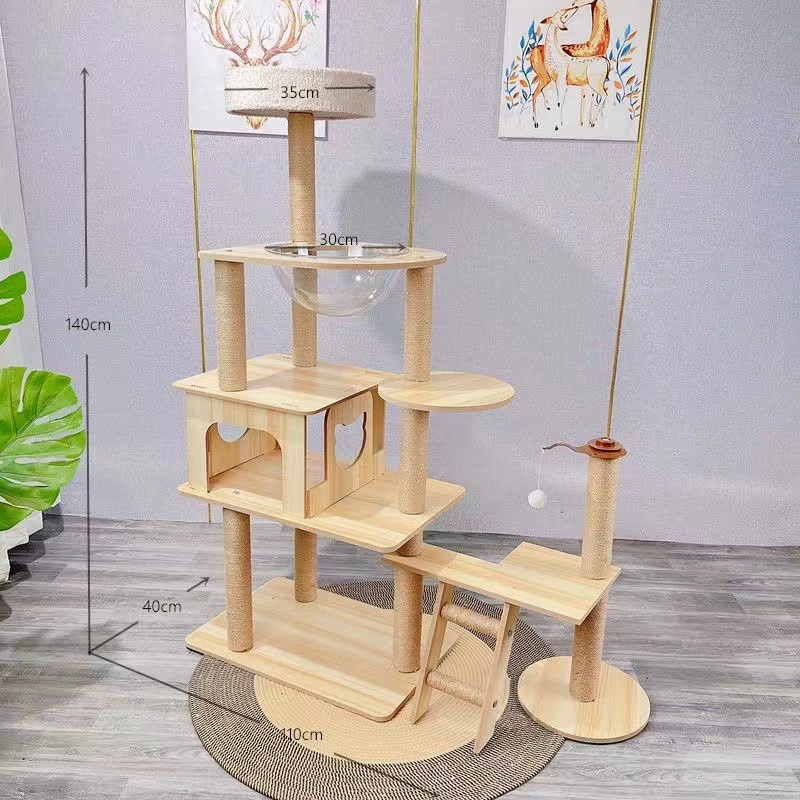 Cat climbing rack cat shelves cat nest Cat caught the upper and lower cat tree columns in the four seasons universal wear -resistant cat jumping platform cat house