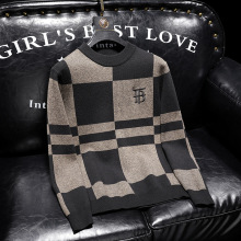 欧洲站冬季2023新款男装半高领加厚毛衣韩版修身针织衫打底衫